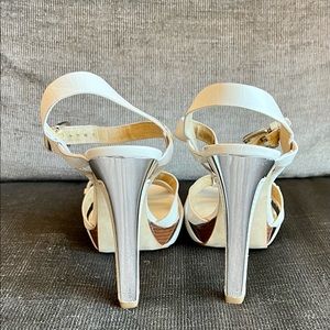 Michael Kors Off White Sandals w/Silver Heel